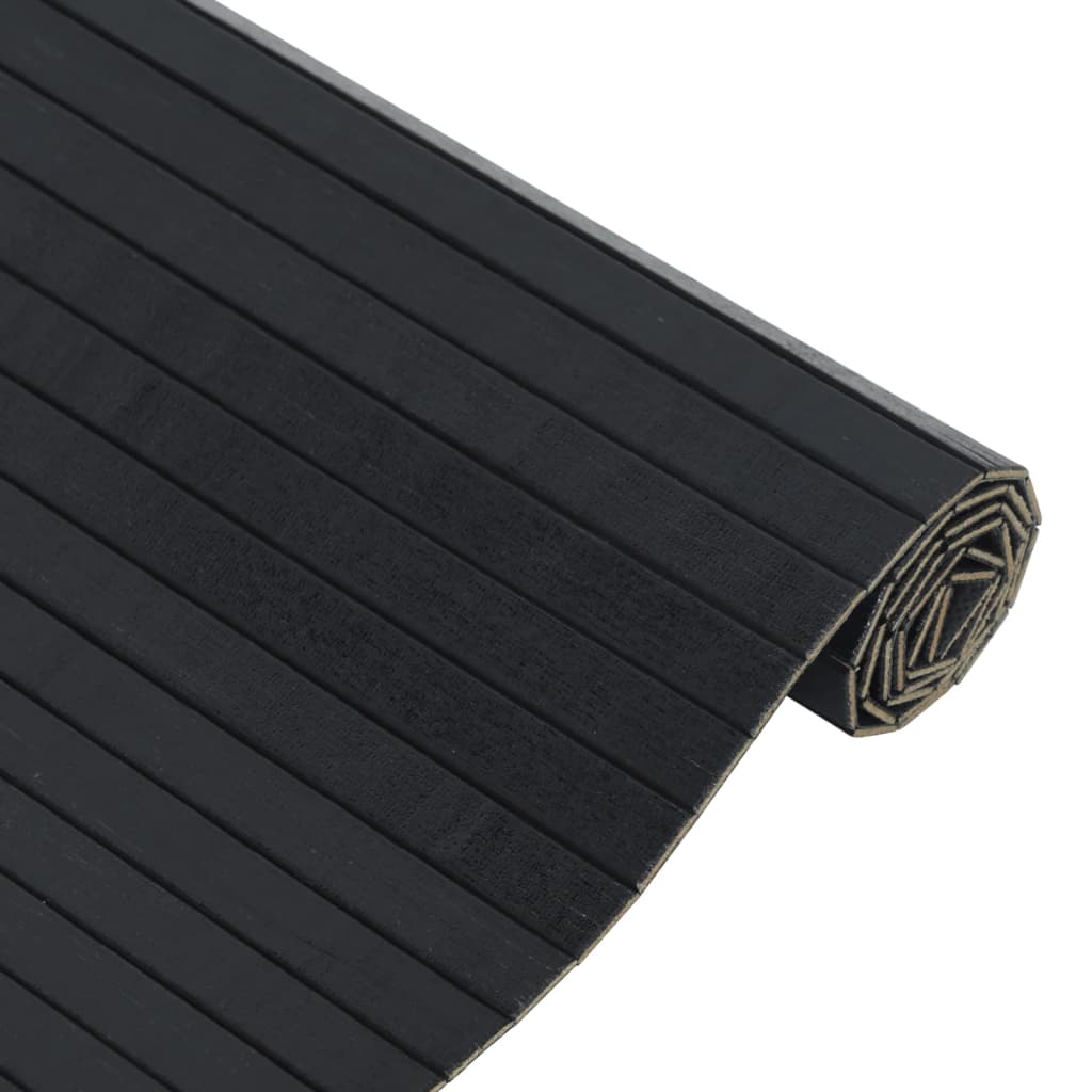 Teppich Rechteckig Schwarz 60x200 cm Bambus