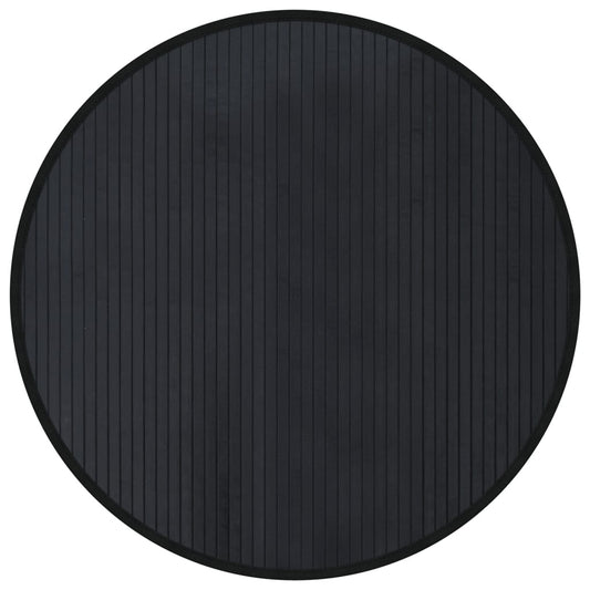 Teppich Rund Schwarz 80 cm Bambus