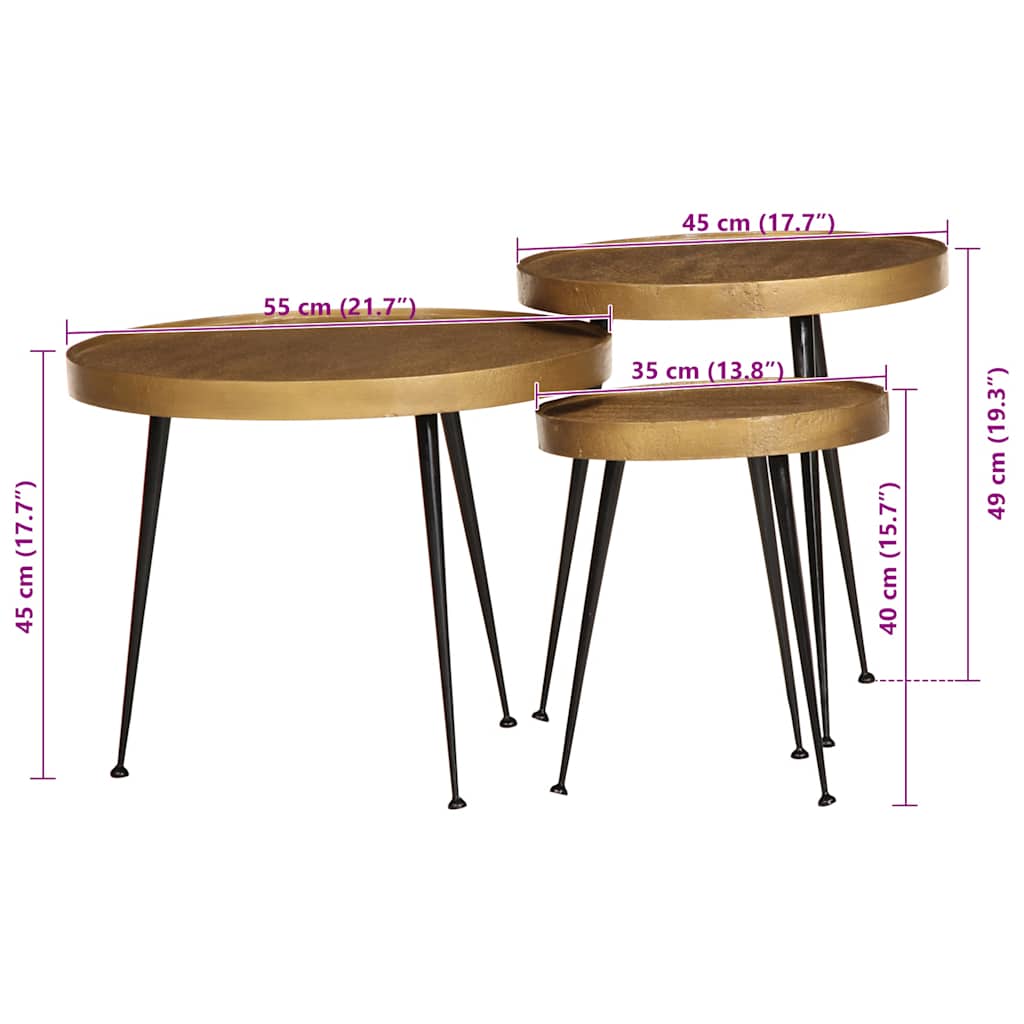 Couchtisch 3 Stk. Golden Holzwerkstoff