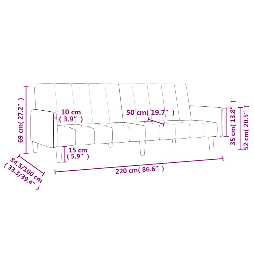 Schlafsofa 2-Sitzer Dunkelgrün Samt