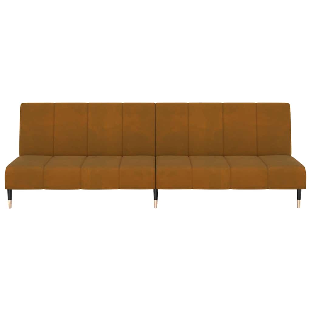 Schlafsofa 2-Sitzer Braun Samt