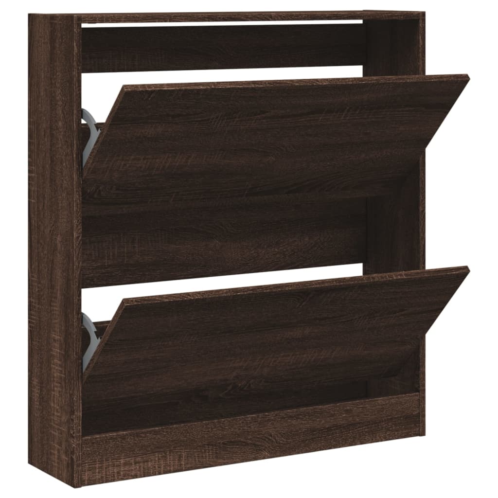 Schuhschrank Braun Eichen-Optik 80x21x87,5 cm Holzwerkstoff