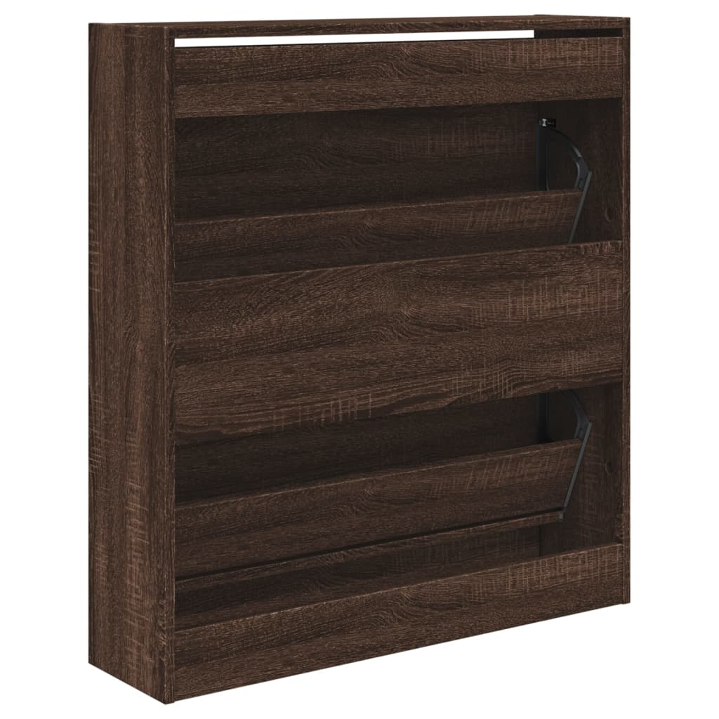 Schuhschrank Braun Eichen-Optik 80x21x87,5 cm Holzwerkstoff