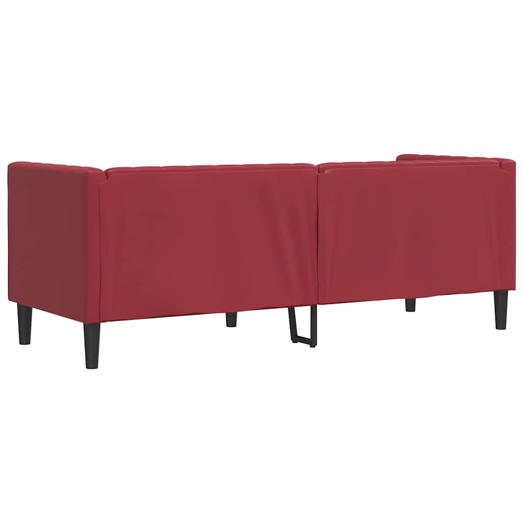 Chesterfield-Sofa 3-Sitzer Weinrot Kunstleder