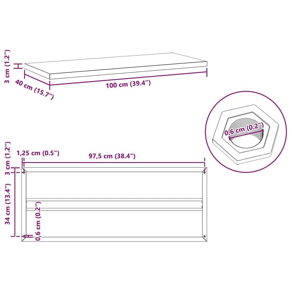 Wandregale 2 Stk. 100x40x3 cm Silbern Edelstahl