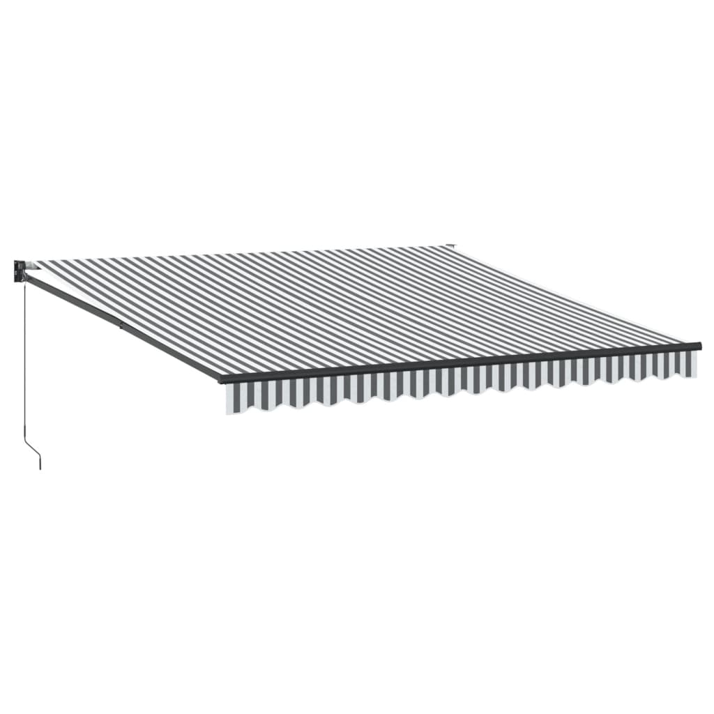 Markise Einziehbar Anthrazit und Weiß 4x3 m Stoff und Aluminium
