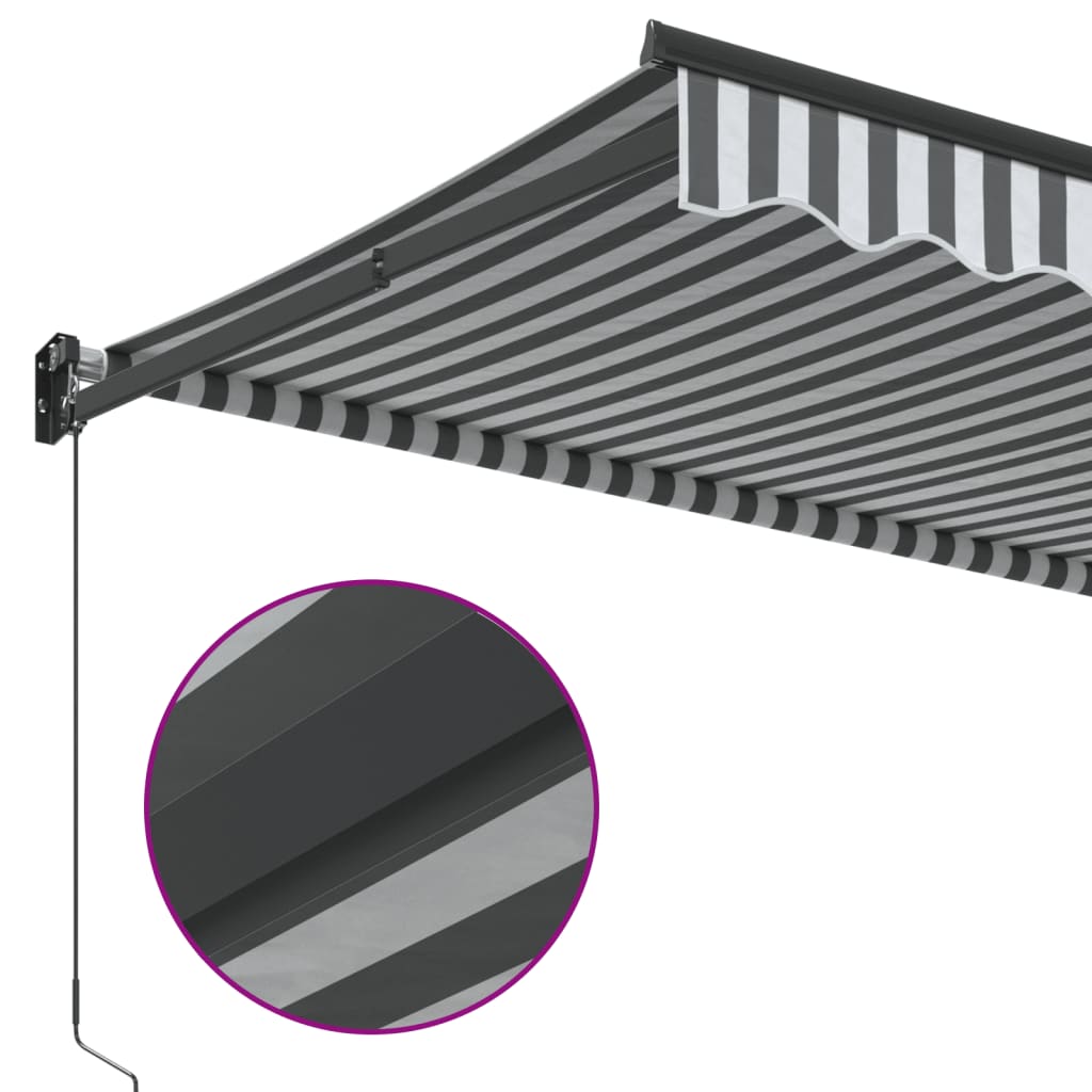 Markise Einziehbar Anthrazit und Weiß 4x3 m Stoff und Aluminium