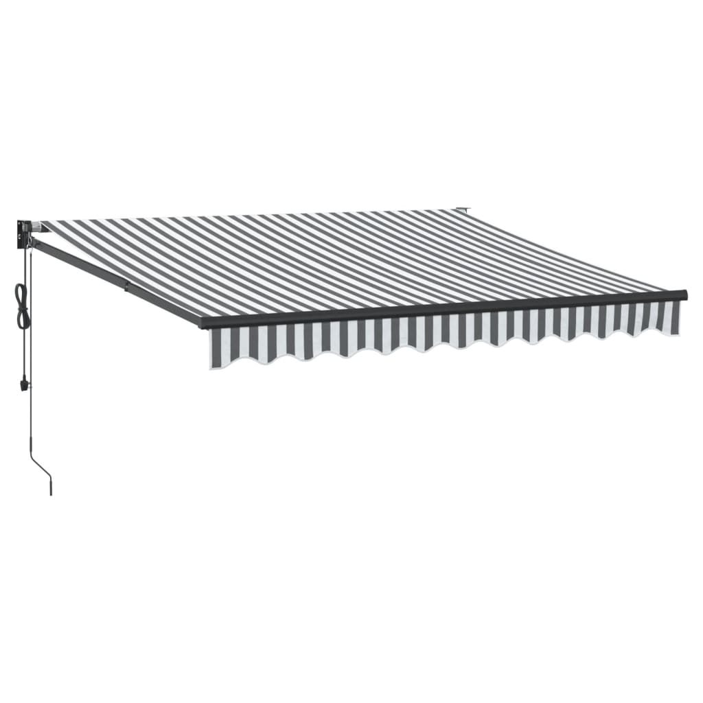 Markise Einziehbar Anthrazit und Weiß 3x2,5 m Stoff & Aluminium