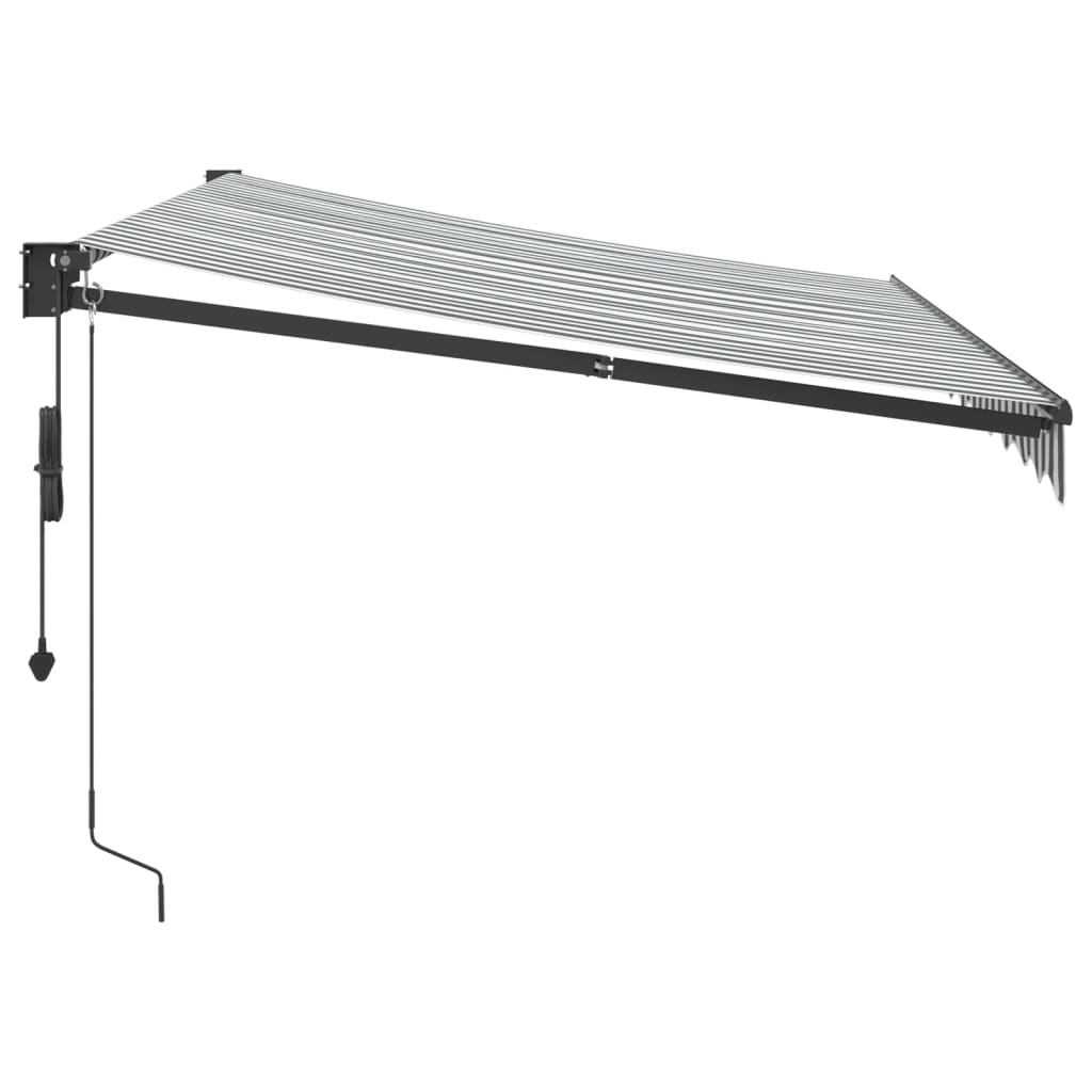 Markise Einziehbar Anthrazit und Weiß 3x2,5 m Stoff & Aluminium