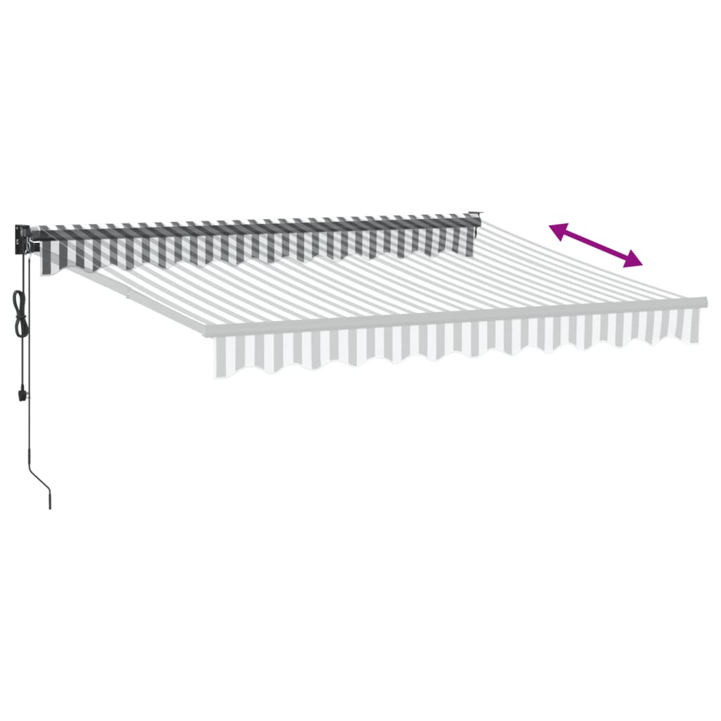 Markise Einziehbar Anthrazit und Weiß 3x2,5 m Stoff & Aluminium
