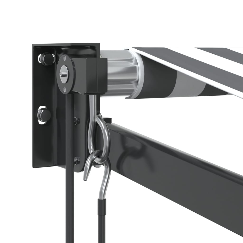 Markise Einziehbar Anthrazit und Weiß 3x2,5 m Stoff & Aluminium