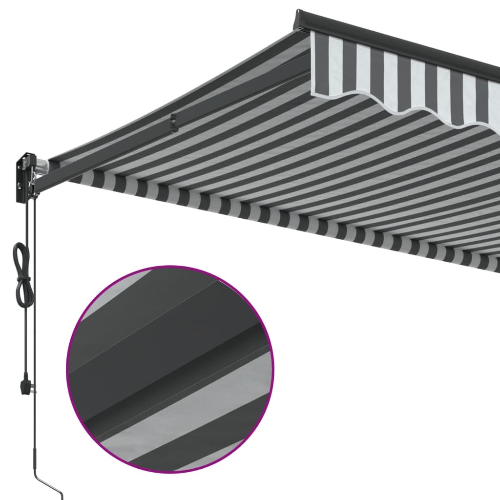 Markise Einziehbar Anthrazit und Weiß 3x2,5 m Stoff & Aluminium