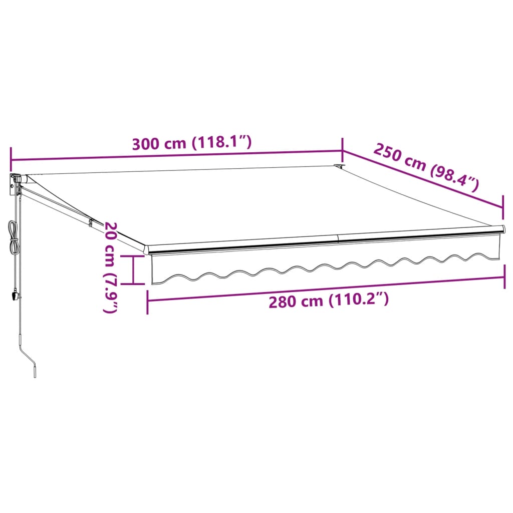Markise Einziehbar Anthrazit und Weiß 3x2,5 m Stoff & Aluminium