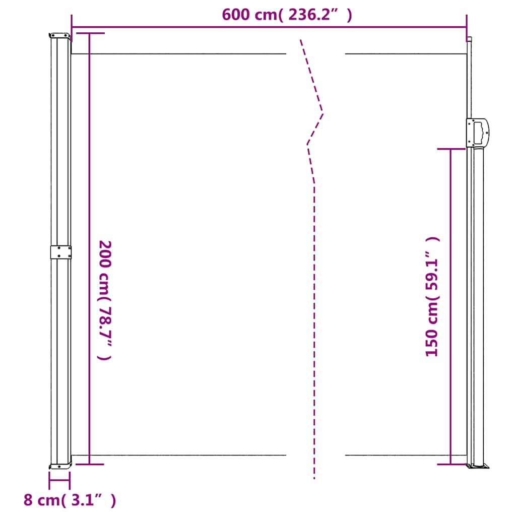 Seitenmarkise Ausziehbar Anthrazit 200x600 cm
