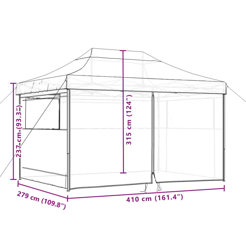 Partyzelt Faltbar Pop-Up mit 4 Seitenteilen Taupe
