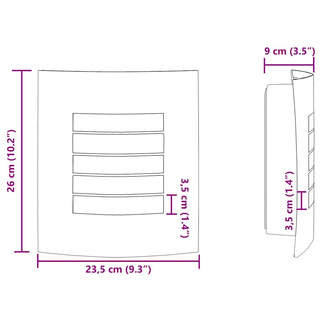 Außenwandlampen 2 pcs Schwarz 23.5 x 10.5 x 26 cm Edelstahl