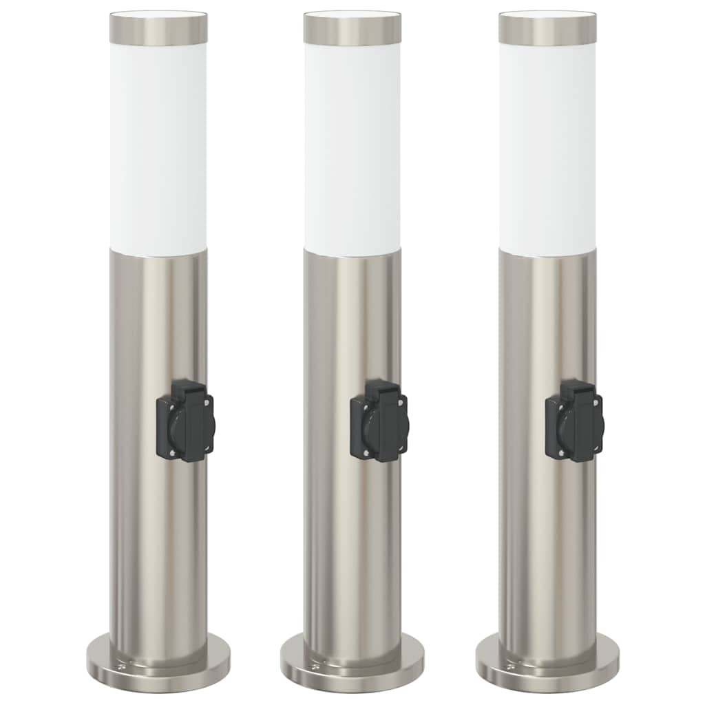 Pollerleuchten mit Auslass 3er 50 cm Edelstahl IP44