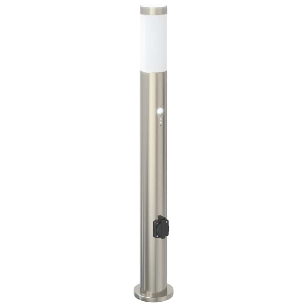 Pollerleuchte mit Sensor&Steckdose 80 cm Edelstahl IP44
