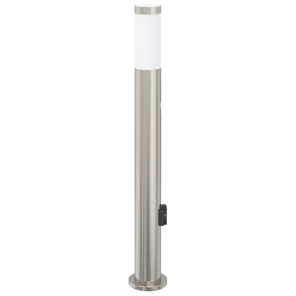 Pollerleuchte mit Sensor&Steckdose 80 cm Edelstahl IP44