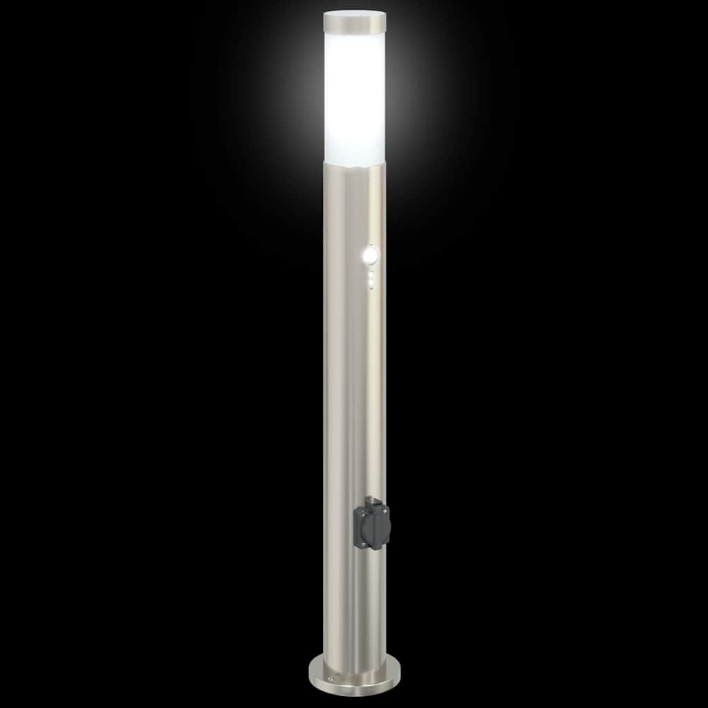 Pollerleuchte mit Sensor&Steckdose 80 cm Edelstahl IP44