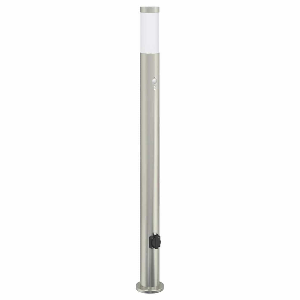 Pollerleuchte mit Sensor und Steckdose 110 cm Edelstahl IP44