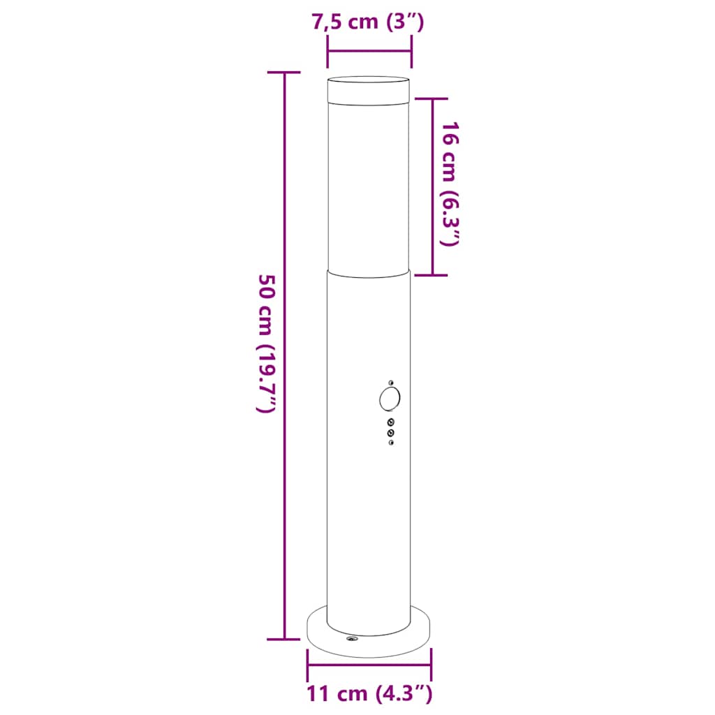 Pollerleuchte mit Sensor 50 cm Edelstahl IP44