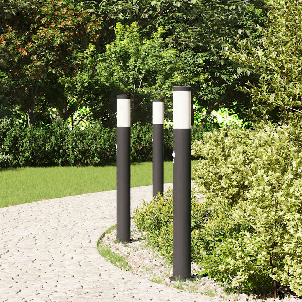 Pollerleuchten mit Sensor 3er 80 cm Edelstahl IP44