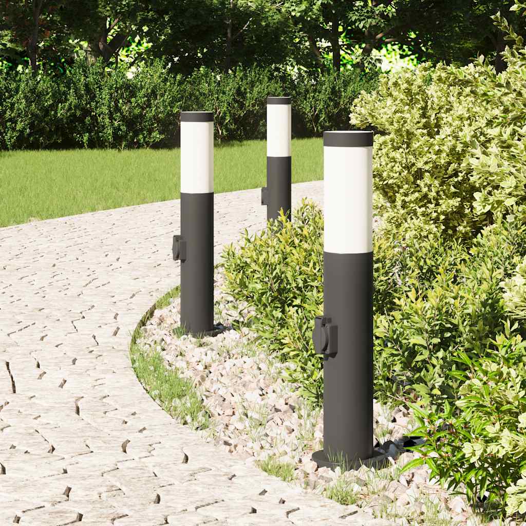 Pollerleuchten mit Auslass 3er 50 cm Edelstahl IP44