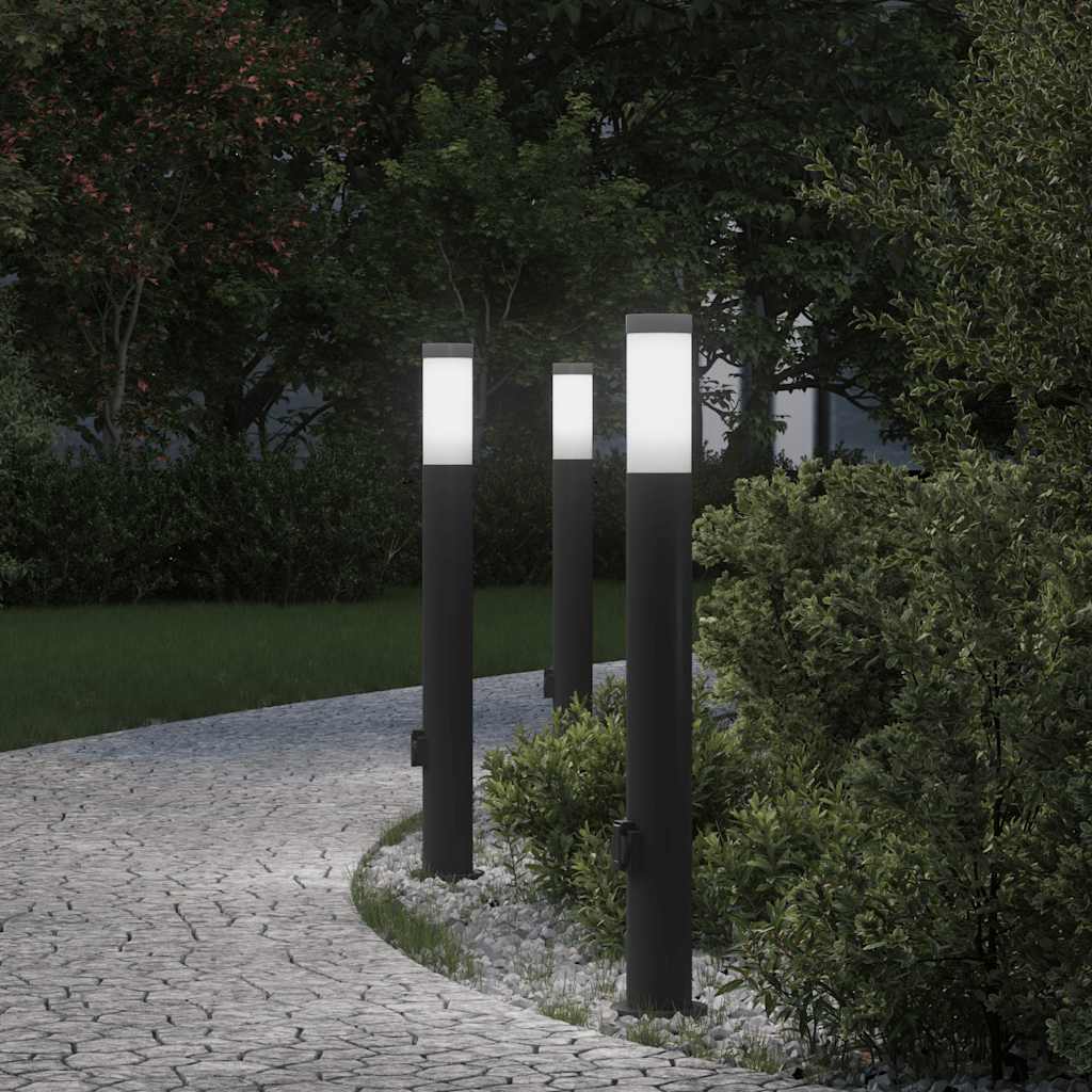 Pollerleuchten mit Auslass 3er 80 cm Edelstahl IP44