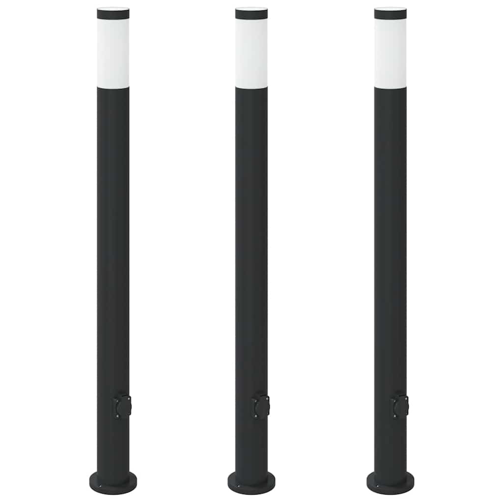 Pollerleuchten mit Auslass 3er 110 cm Edelstahl IP44
