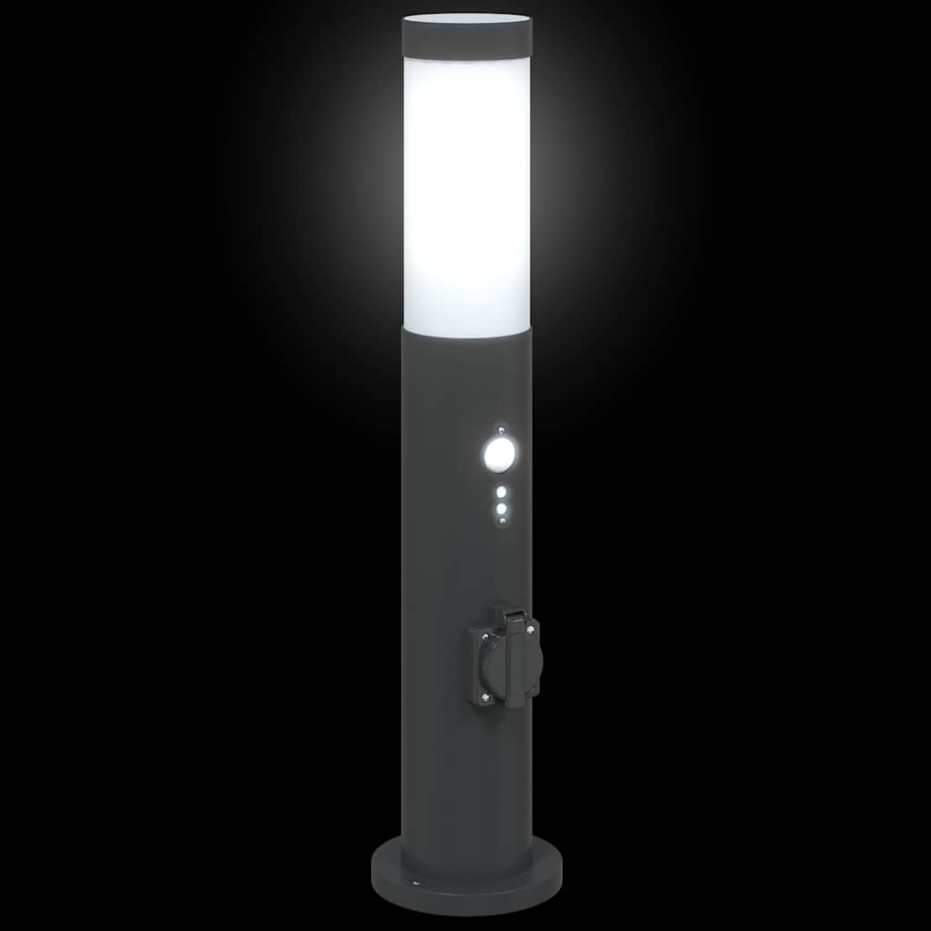 Pollerleuchten mit Sensor&Steckdose 3er 50 cm Edelstahl IP44