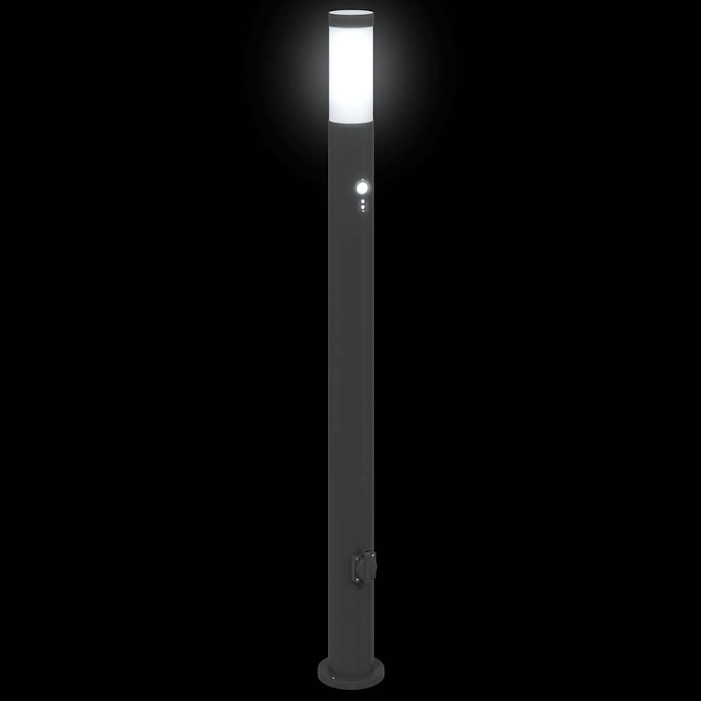 Pollerleuchte mit Sensor und Steckdose 110 cm Edelstahl IP44