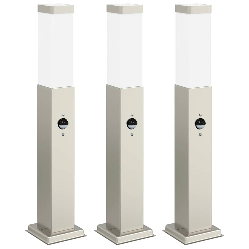 Pollerleuchten mit Sensor 3 Stk. 50 cm Edelstahl IP44