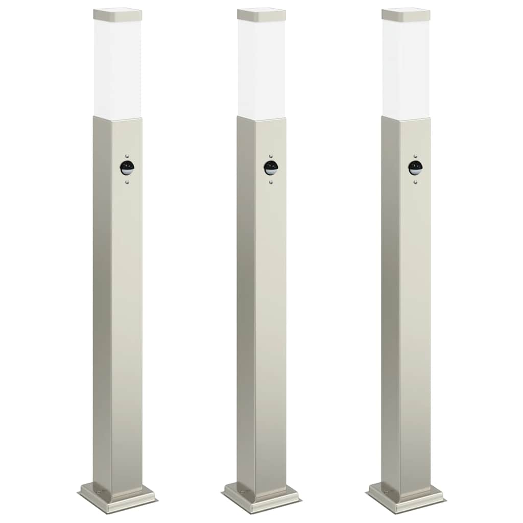 Pollerleuchten mit Sensor 3 Stk. 80 cm Edelstahl IP44
