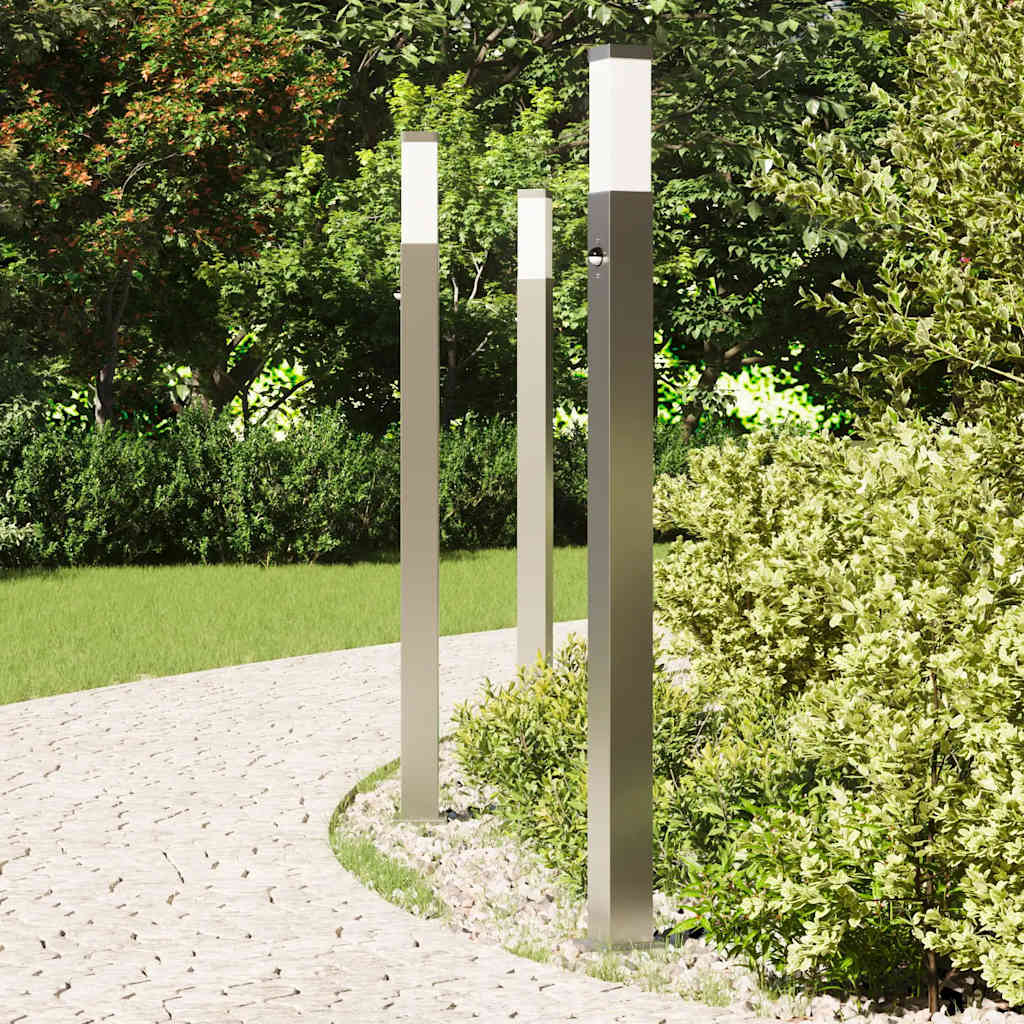 Pollerleuchten mit Sensor 3 Stk. 110 cm Edelstahl IP44