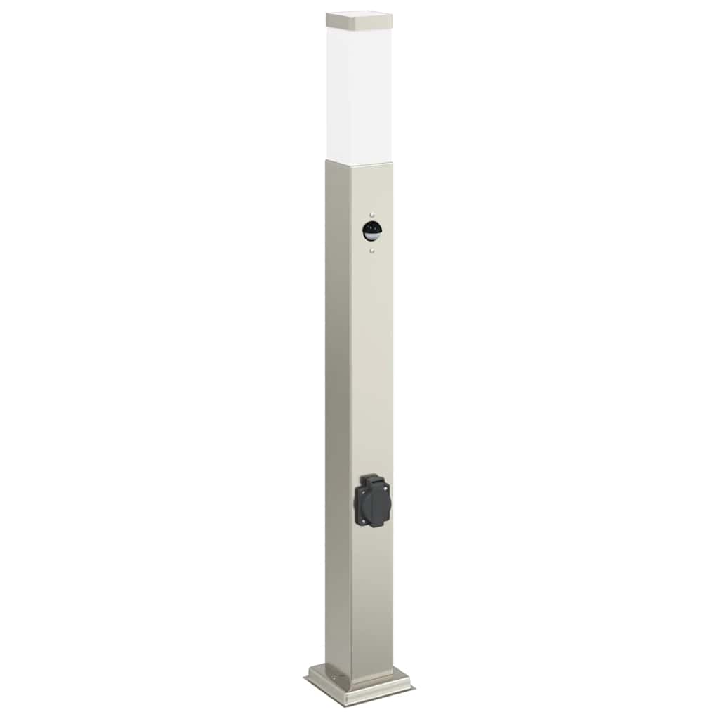 Pollerleuchten mit Sensor&Steckdose 3 Stk. 80 cm Edelstahl IP44