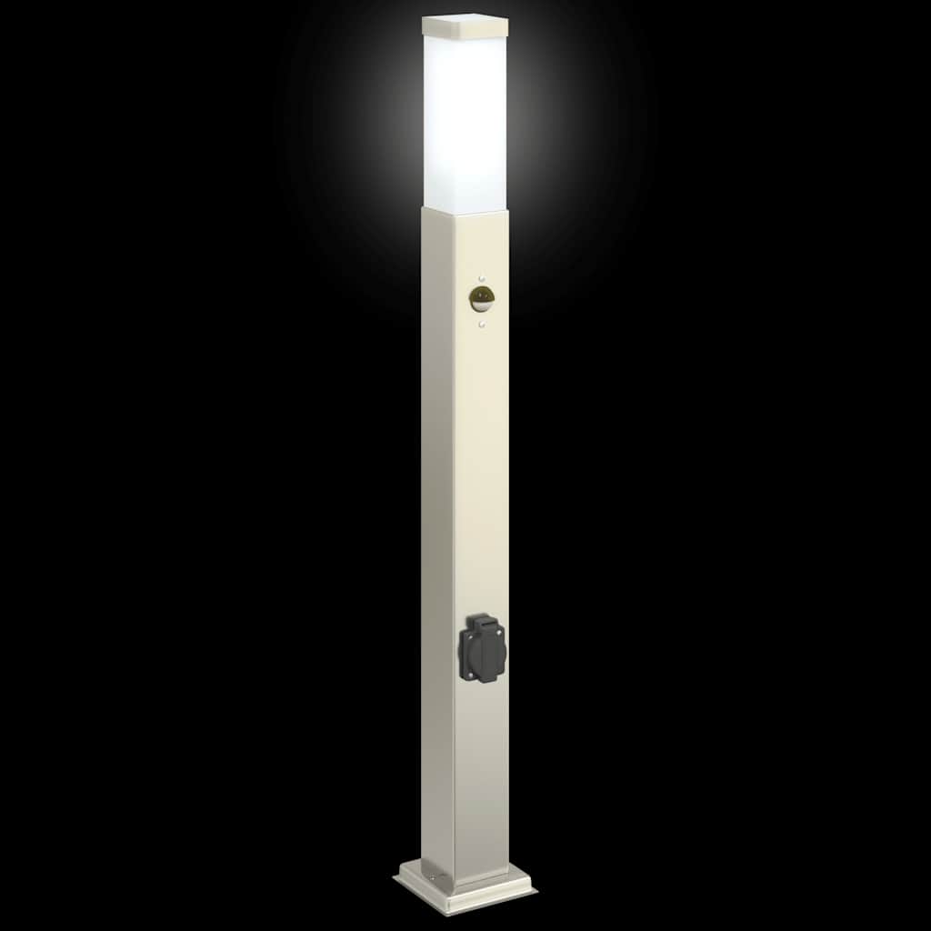 Pollerleuchten mit Sensor&Steckdose 3 Stk. 80 cm Edelstahl IP44