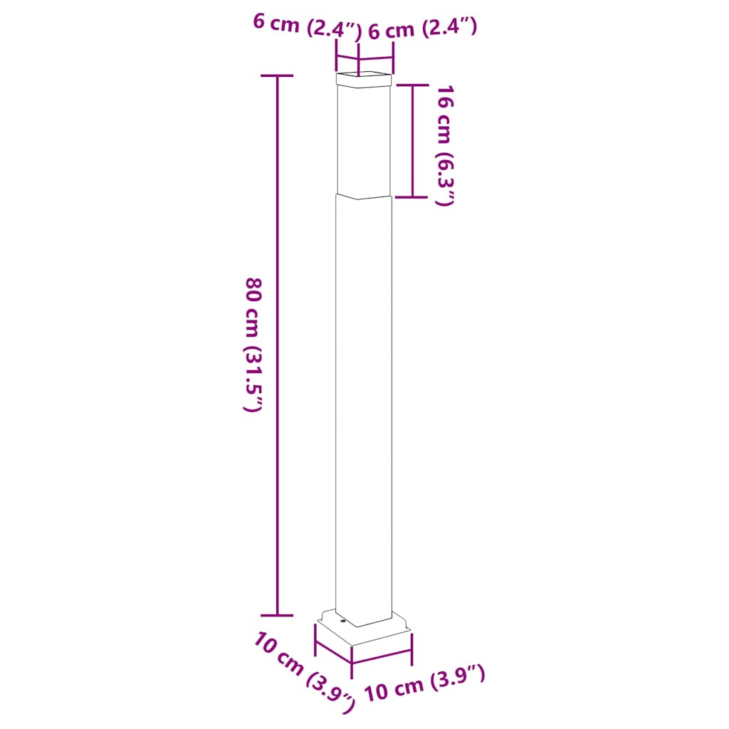 Pollerleuchten 3 Stück 80 cm Schwarz IP44