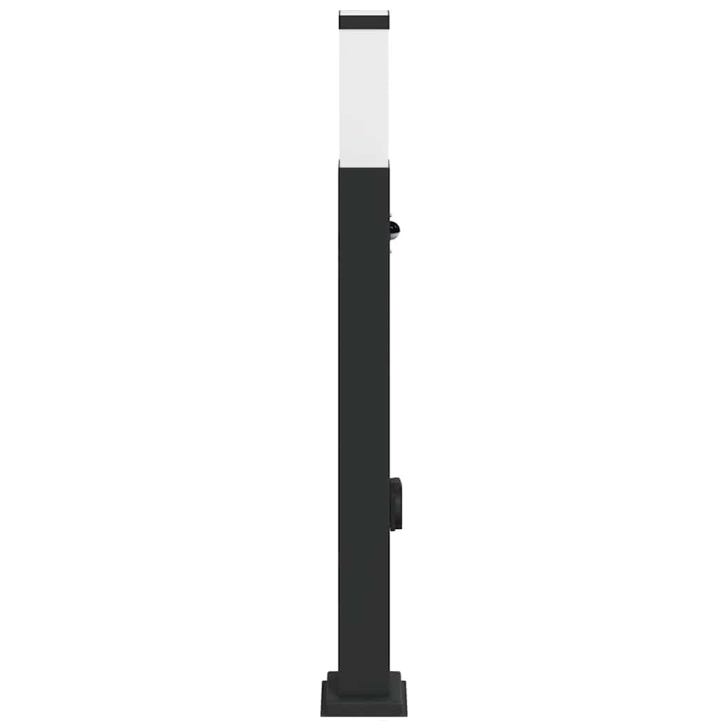 Pollerleuchte mit Sensor und Steckdose 80 cm Schwarz IP44