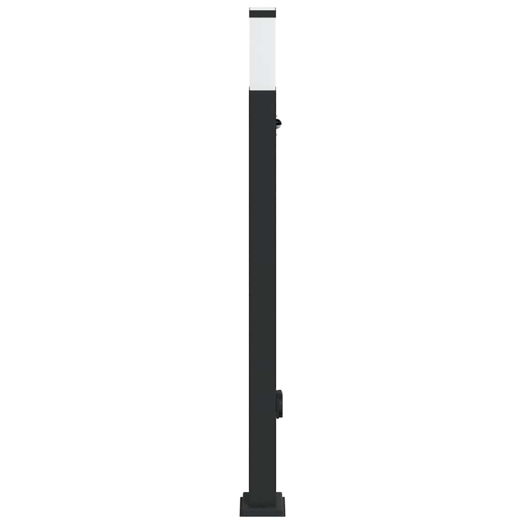 Pollerleuchte mit Sensor und Steckdose 110 cm Schwarz IP44
