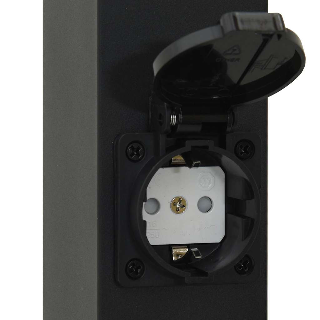 Pollerleuchte mit Sensor und Steckdose 110 cm Schwarz IP44