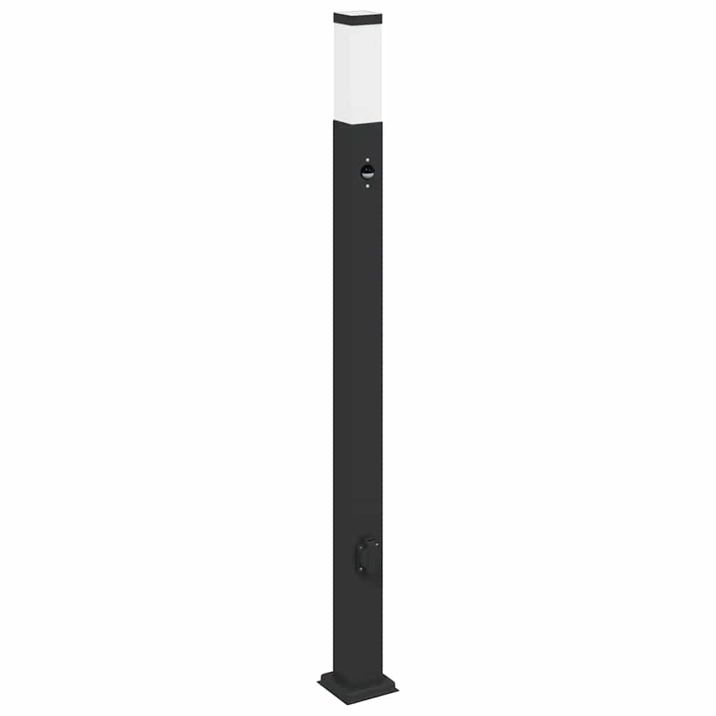 Pollerleuchten mit Sensor&Steckdose 3 Stk. 110 cm Schwarz IP44