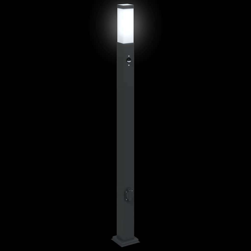 Pollerleuchten mit Sensor&Steckdose 3 Stk. 110 cm Schwarz IP44