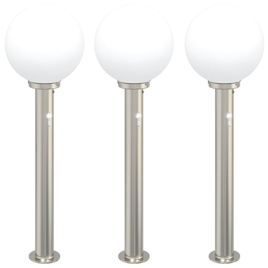 Pollerleuchten mit Sensor 3 Stk. 80 cm Edelstahl IP44