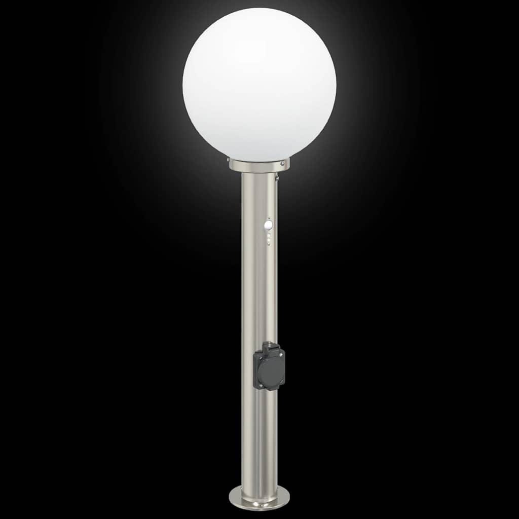 Pollerleuchten mit Sensor&Steckdose 3 Stk. 80 cm Edelstahl IP44