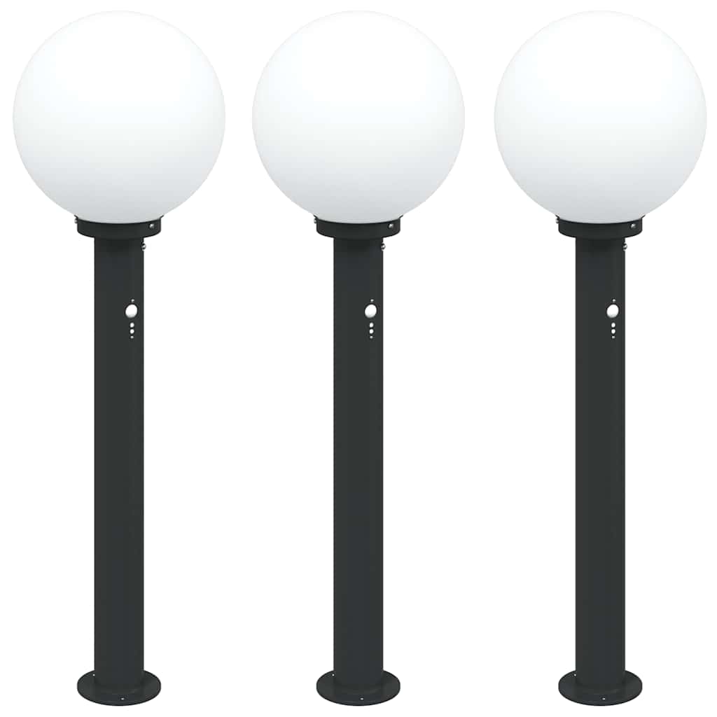 Pollerleuchten mit Sensor 3 Stk. 80 cm Schwarz IP44