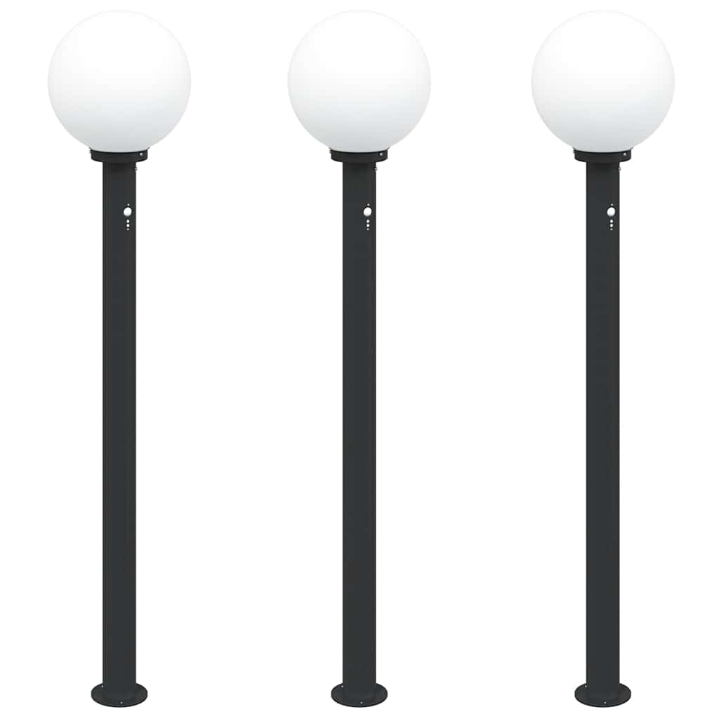 Pollerleuchten mit Sensor 3 Stk. 120 cm Schwarz IP44