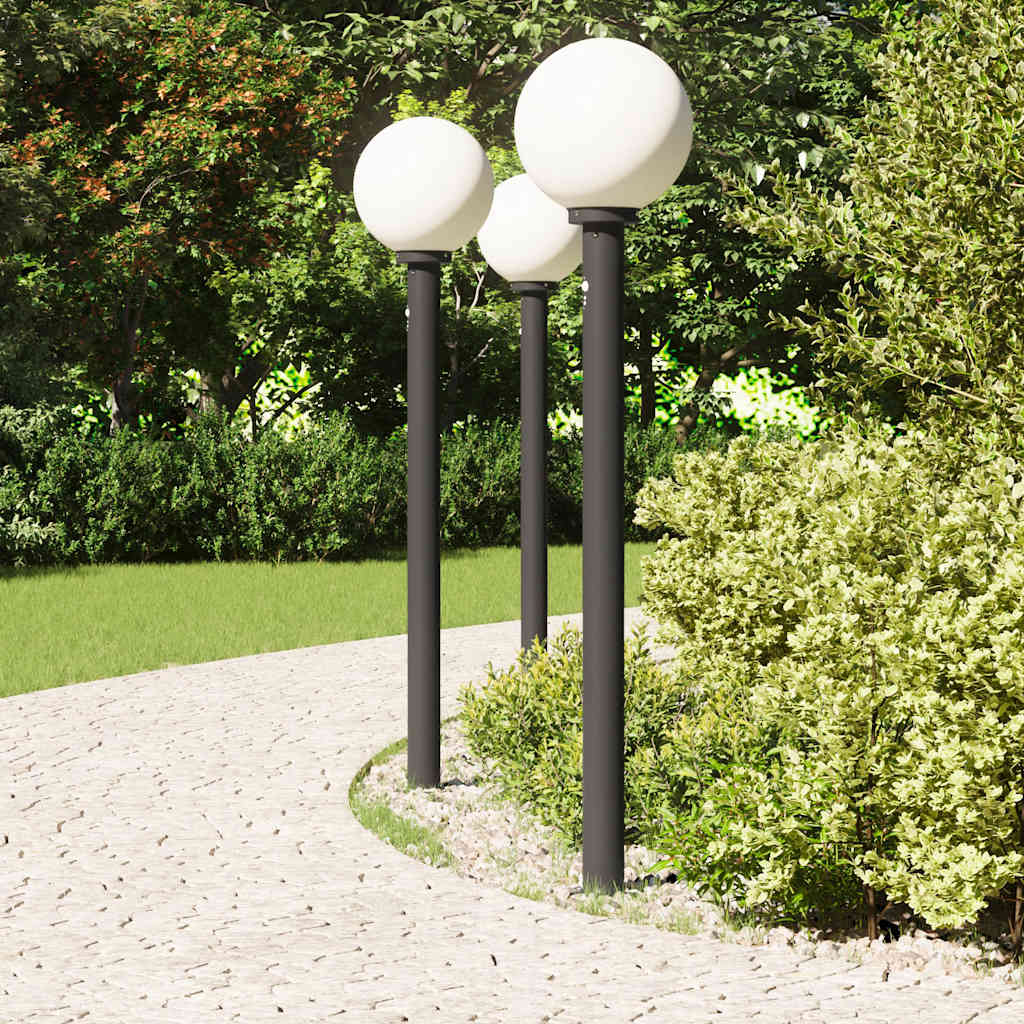 Pollerleuchten mit Sensor 3 Stk. 120 cm Schwarz IP44