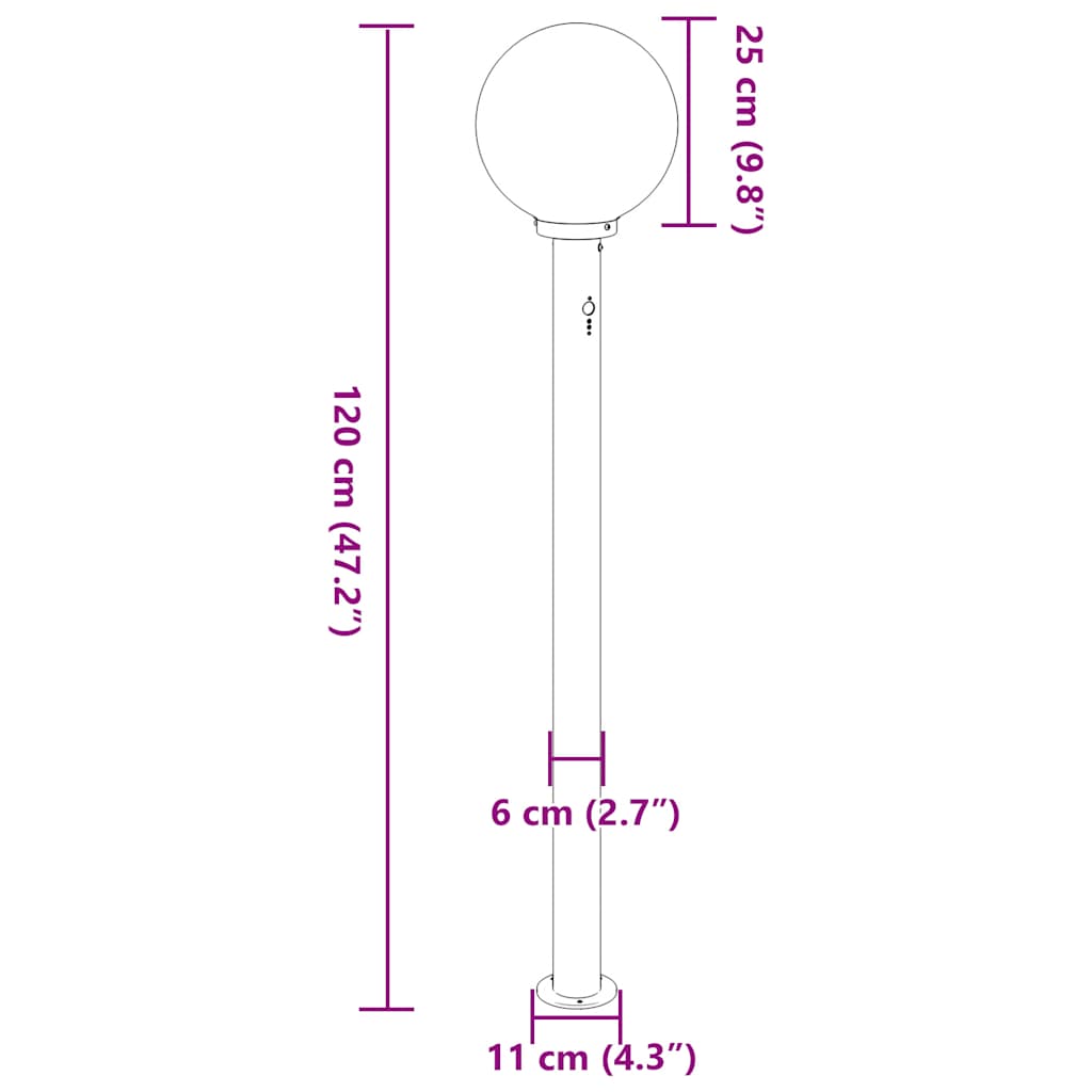 Pollerleuchten mit Sensor 3 Stk. 120 cm Schwarz IP44