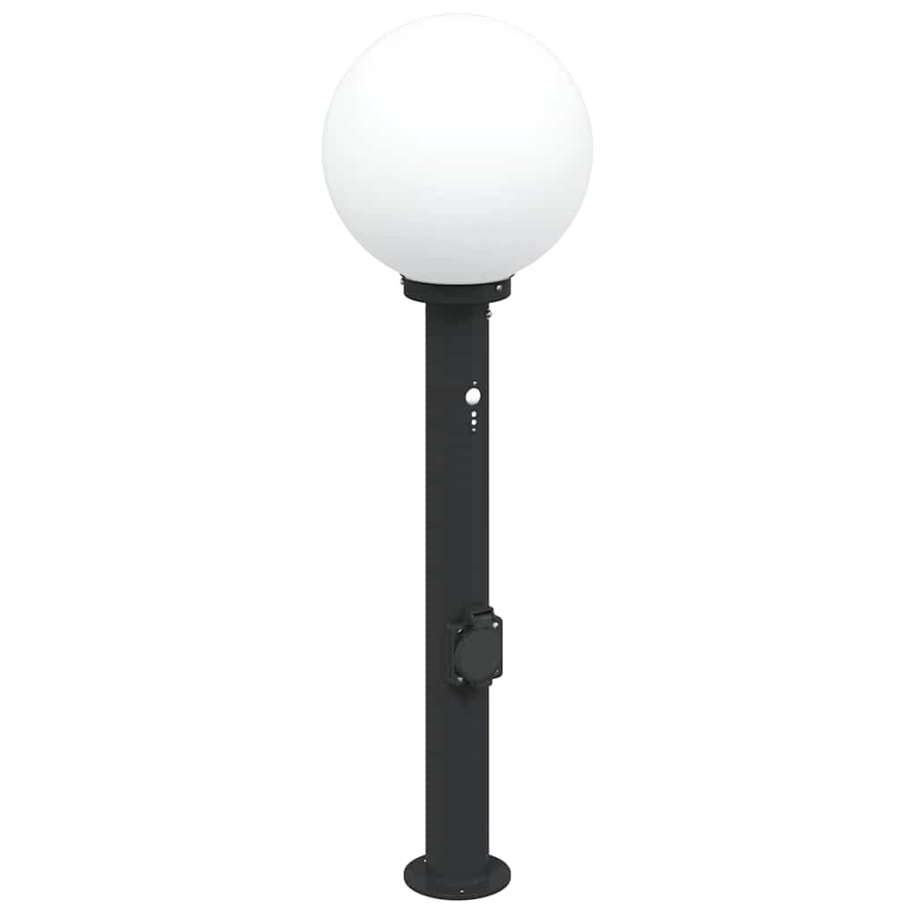 Pollerleuchte mit Sensor und Steckdose 80 cm Schwarz IP44